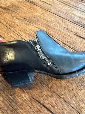 Frye Black Leather Side-Zip Ankle Boot